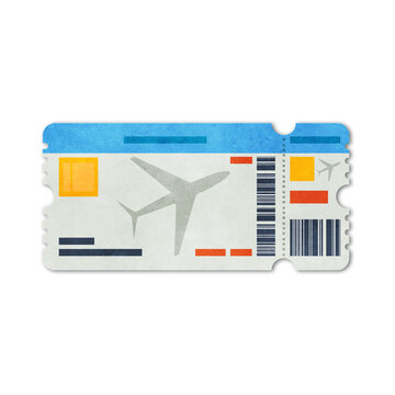 Airplane ticket design with bold colors and barcode detail