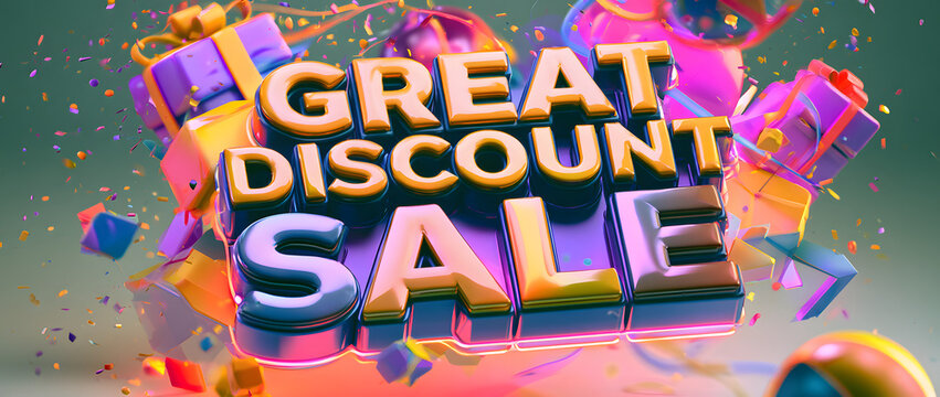 large 3D discount banner