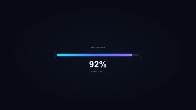 Futuristic AI Processing Progress Bar Animation with Percentage Counter