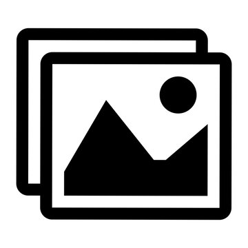 Simple black and white icon representing a gallery of images or photo collection.