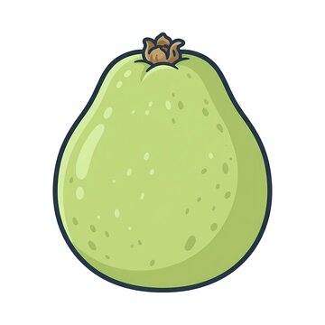 Fresh green guava fruit isolated on a white background in a colorful cartoon vector style.