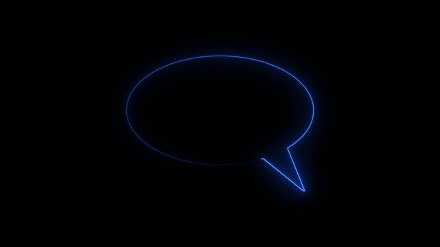Digital animation of a glowing speech bubble in dark background