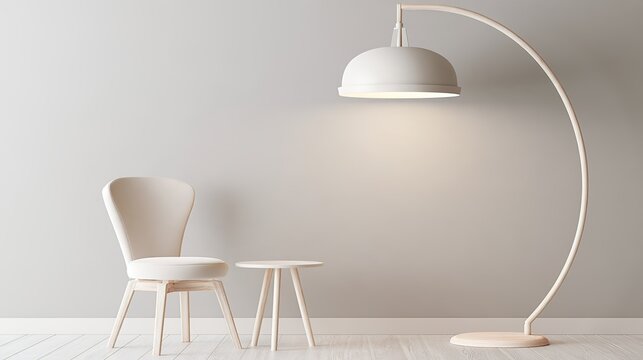 nordic. Minimalist nordic-style chair and side table arrangement in a clean interior. real-estate listings, architecture portfolios, designed for interior renovation comparisons for interiors.