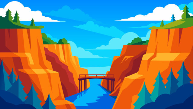 Colorful cliffs with vibrant sunset sky