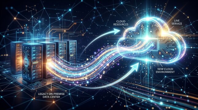 Migration of legacy on premise data center infrastructure to a modern cloud based service with cyber