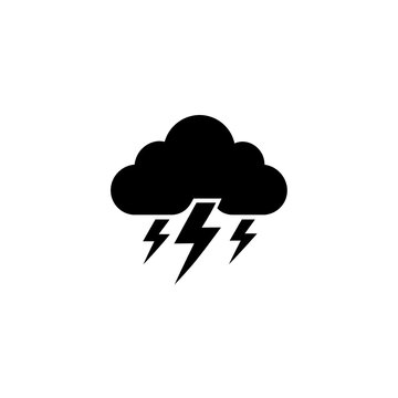 Black silhouette icon of a thundercloud with lightning bolts thundercloud lightning silhouette meteorology electric forecast isolated