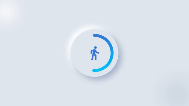 Neumorphic person progress ring animation in blue and cyan