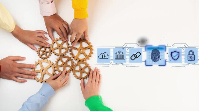 Collaborative Hands Assembling Gears Symbolizing Teamwork, Innovation, and Technology for Future Solutions in Business and Security Concepts. Entropy.