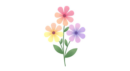 Fototapeta premium Beautiful gradient flower bouquet illustration isolated on a transparent background for decorative graphic design projects