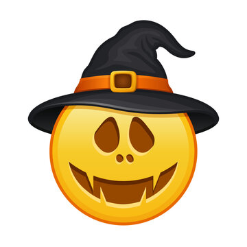 Halloween emoji with witch hat and scary flagrant face