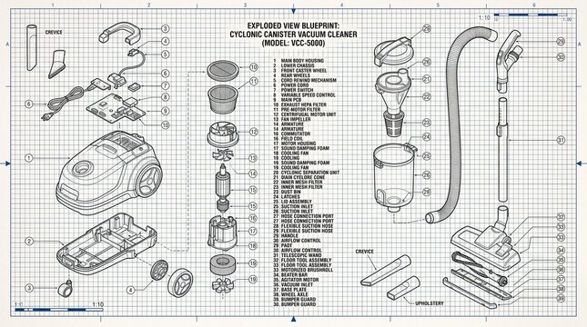 Vacuum cleaner blueprint exploded