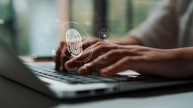 Biometric fingerprint identification and cybersecurity system ensuring secure access, identity verification, cloud data protection, and digital safety Marrow
