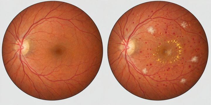 Healthy Retina and Diabetic Retinopathy Fundus Comparison