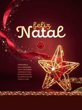 Feliz Natal Arte de Boas Festas Post Card Insta Template Banner