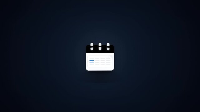 Modern 3D calendar icon floating in the center of a dark minimalist background representing time management
