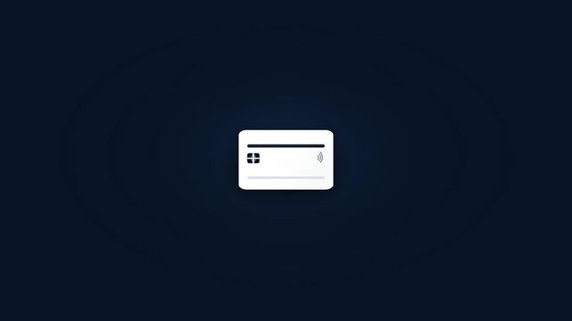 Minimalist white credit card icon design on a dark navy blue background representing digital payment methods and modern online banking services
