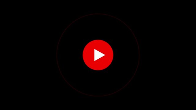 Red play button icon pulsing on a black background loop