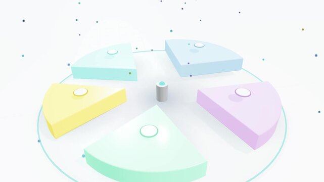 Pie Chart Exploded View 3D Seamless Loop Animation