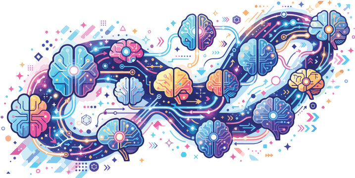 Digital brain network concept of artificial intelligence and interconnected neural pathways symbolizing innovation and creativity