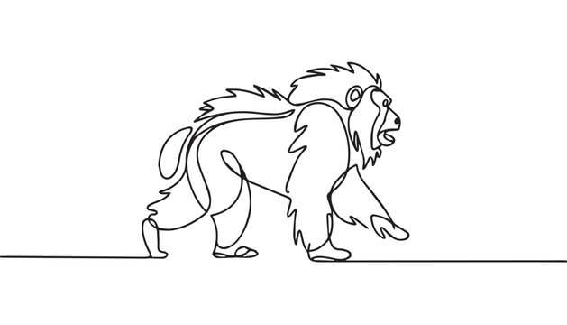 Continuous one single minimal line drawing of a Mandrill
