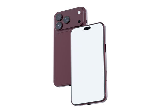 Realistic 3D smartphone mockup devices display showing, with a blank screen and clean isolated composition for app design, branding, ads, digital product, website, gadget, digital presentations