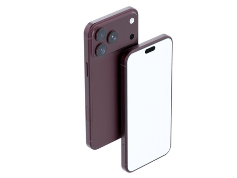 Realistic 3D smartphone mockup devices display showing, with a blank screen and clean isolated composition for app design, branding, ads, digital product, website, gadget, digital presentations
