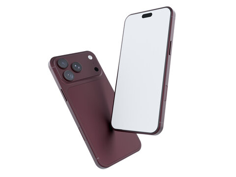 Realistic 3D smartphone mockup devices display showing, with a blank screen and clean isolated composition for app design, branding, ads, digital product, website, gadget, digital presentations