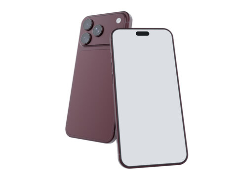 Realistic 3D smartphone mockup devices display showing, with a blank screen and clean isolated composition for app design, branding, ads, digital product, website, gadget, digital presentations