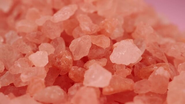 Himalayan salt in a close view showing its natural color and texture