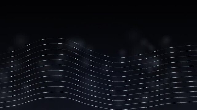 Abstract digital wave background with flowing glowing lines and dots forming a modern futuristic network connection structure