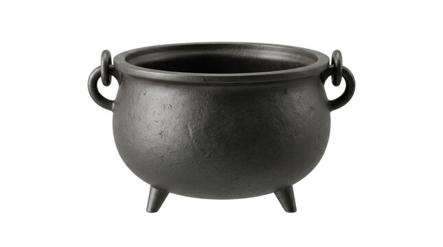 Black witch cauldron isolated on white background