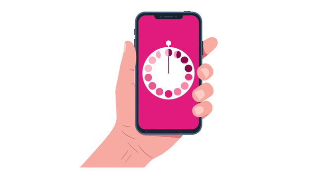 Hand Holding Smartphone with Period Tracker App Interface, Menstrual Cycle and Ovulation Monitoring Concept for Women's Health