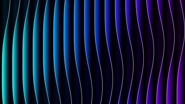 Abstract background with vertical glowing wavy lines in shades of blue and purple gradient neon texture pattern modern