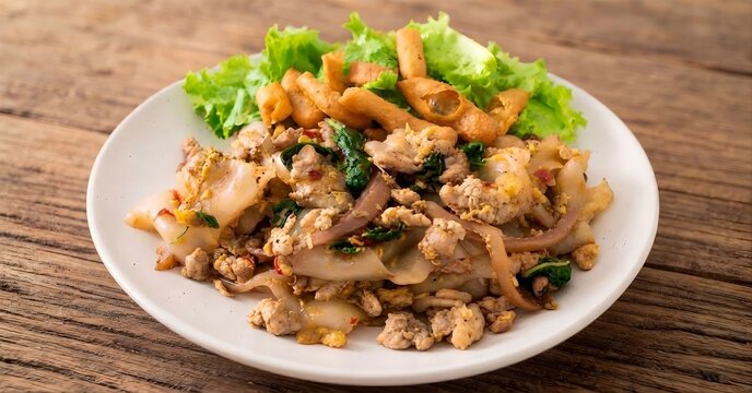 ก๋วยเตี๋ยวคั่วไก่, Stir-fried rice noodles with chicken