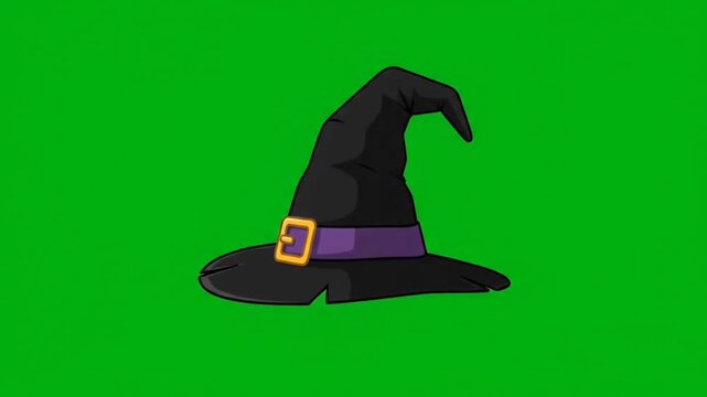 Spinning Halloween witch hat animation chroma key