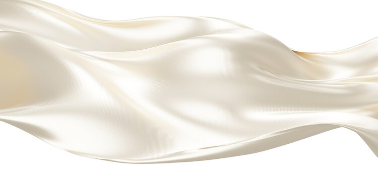 Luxury pearl fabric flowing with silk weave texture isolated on transparent background 3D render