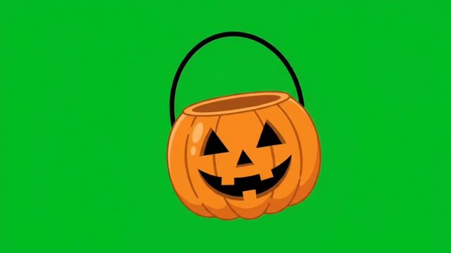 Halloween pumpkin bucket animation chroma key