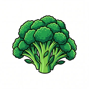 Modern Vector Illustration of Fresh Broccoli Florets with Bold Outlines