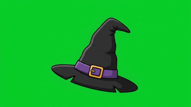 Halloween witch hat animation chroma key