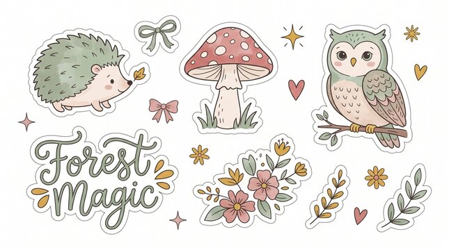 Cute Cartoon Owl Vector Set with Funny Bird Illustrations, Seamless Patterns and Whimsical Animal Designs for Kids, Baby Products, Greeting Cards and Nature Decorations