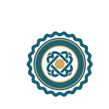 Abstract Celtic knot symbol with gold circle
