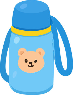 Cute Blue Kids Water Bottle Bag with Bear