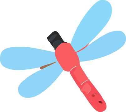 Cute Red Dragonfly Illustration