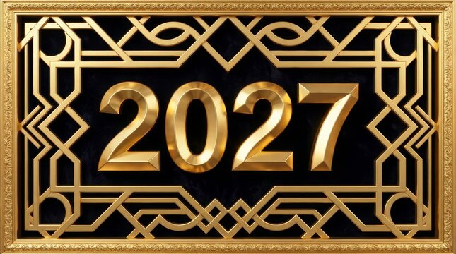 Glamorous 2027 decorative door hanger with gold metallic design
