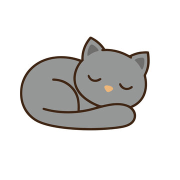 Cute sleeping gray cat illustration