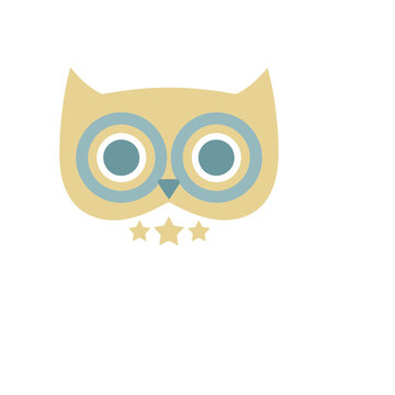 Stylized owl face with stars