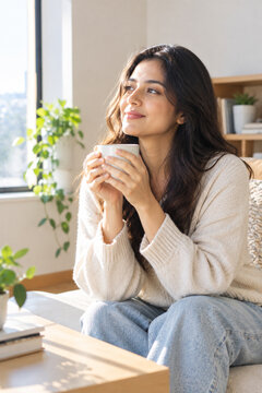 woman drinking coffee