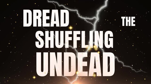 Dramatic stormy background with overlaid bold white text