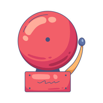 classic red electric fire alarm bell for emergency alert and safety warning in a school or office building Hand drawn illustration