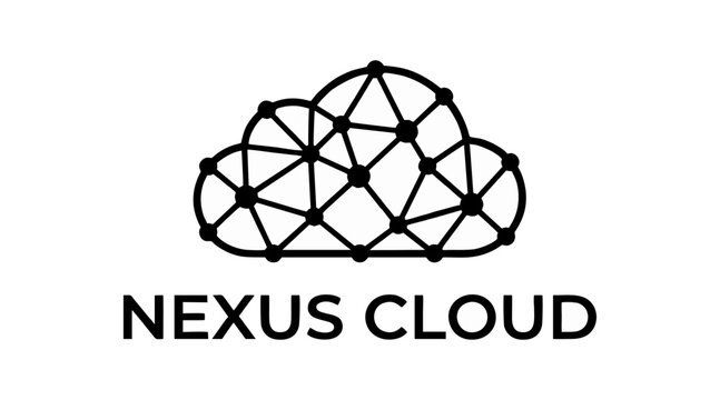 Minimalist cloud logo design featuring a complex interconnected node network pattern for technology companies and digital infrastructure branding service solutions today